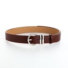 Ремень женский с винтом, 110×3.5 см, круглая пряжка металл, серебристая, коричневый - Фото 8