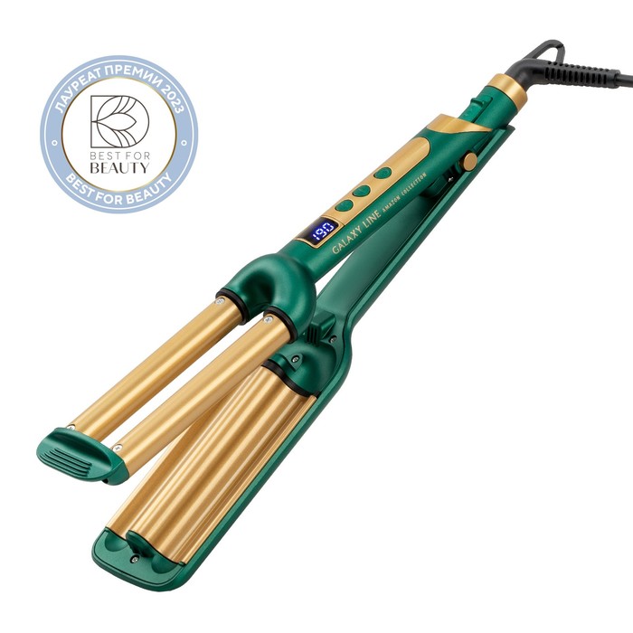 Стайлер Galaxy LINE GL 4648, 80 Вт, керамическое покрытие, d=16 мм, до 230°C, зелёный - Фото 1