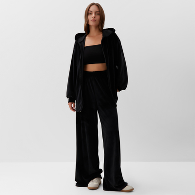 Костюм женский (толстовка, брюки) KAFTAN Plushy, размер 40-42, чёрный