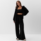 Костюм женский (толстовка и брюки) KAFTAN Plushy р. 48-50, черный 10610224 - фото 13003289
