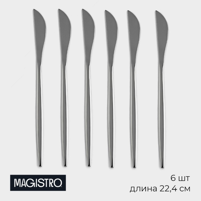 Набор ножей столовых Magistro «Блинк», длина 22.4 см, набор 6 шт., нержавеющая сталь, серебристый - Фото 1