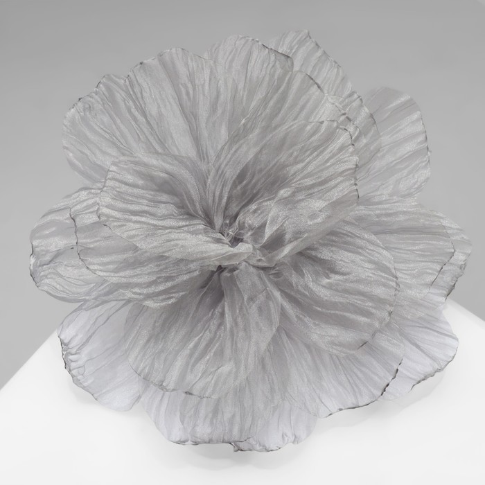 Брошь текстильная «Цветок» объемный, невесомый, серая - Фото 1