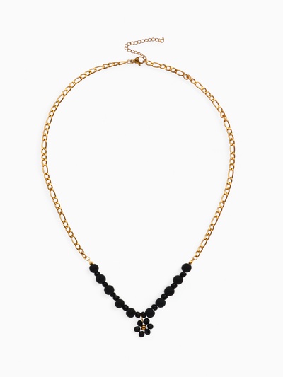 Колье «Цветок» амелия, чёрное в золоте, 45 см