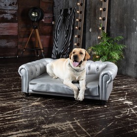 Лежак Oscar, 115×73×34 см, мебельная ткань, размер L, серого цвета