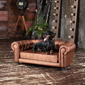 Лежак Oscar, 95×61×34 см, мебельная ткань, размер M, коричневого цвета