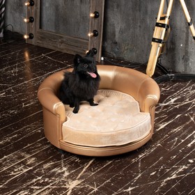 Лежак Murphy, 82×80×35 см, мебельная ткань, размер M, золотого цвета