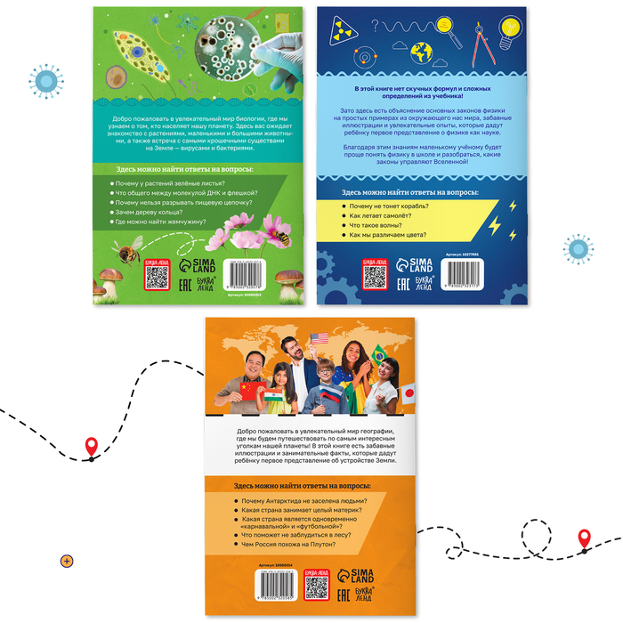 Набор энциклопедий в мягком переплёте «Физика, биология и география для детей» 10687038