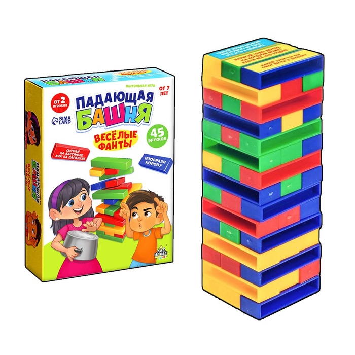 Настольная игра «Падающая башня. Весёлые фанты», от 2 игроков, 7+, уценка - Фото 1
