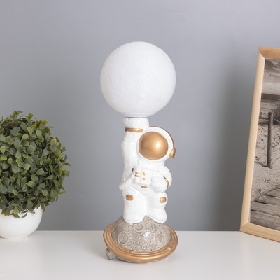 Лампа настольная «Космонавт с луной» 1×40 Вт Е14 белый/золото 12.5×12.5×33 см
