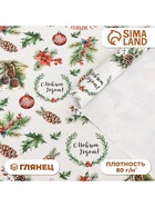 Бумага упаковочная новогодняя «Шишки», глянец, 80 г/м², 70×100 см - Фото 1