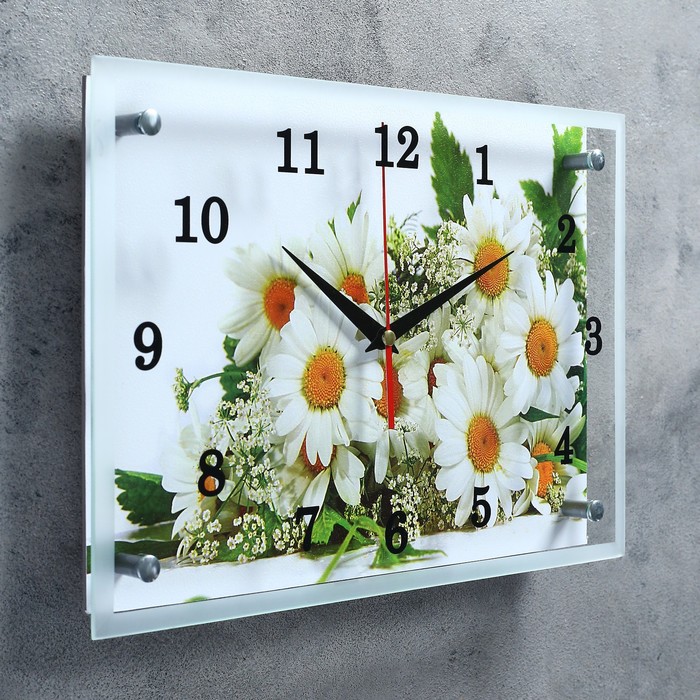 Часы настенные, серия: Цветы, "Ромашки", 25х35 см - фото 1905341636