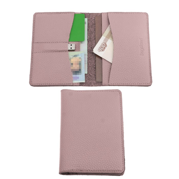 Обложка для паспорта, натуральная кожа, розовый 20х14х0,2 см - Фото 1