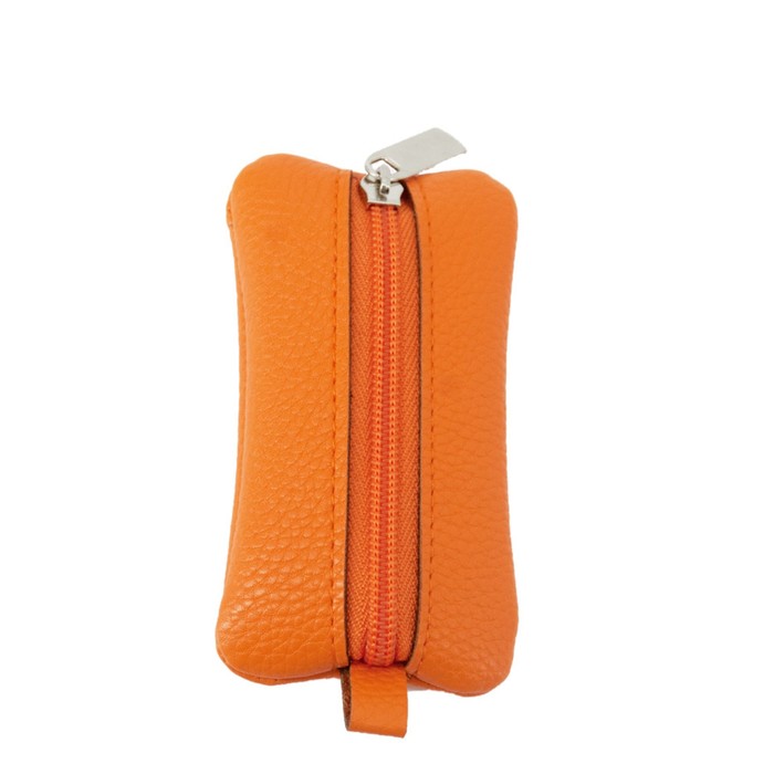Ключница, натуральная кожа, оранжевый 11,5х6х1 см - Фото 1