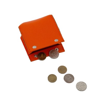 Монетница, натуральная кожа, оранжевый 9х5,5х9 см