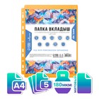 Файл-вкладыш А4.180 мкм, Calligrata TOP, ПВХ, с расширением, матовый, вертикальный, 5 штук, дынно-желтый - Фото 1