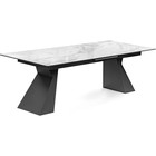 Стол стеклянный Денхольм белый мрамор/черный металл 100x240(290)x75 см 10509663