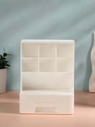 Органайзер для хранения косметики, 6 секций, 1 ящик, 24×14×18 см, белый - Фото 5