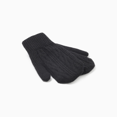 Варежки вязаные женские MINAKU: Hello, winter! чёрные, 21 см