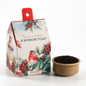 Новый год! Чай чёрный в коробке-домик «Тепла и уюта», со вкусом: Зимняя вишня, 50 г.