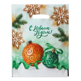 Пакет новогодний «Отблеск» полиэтиленовый с вырубной ручкой, 30?40 см (комплект 50 шт)