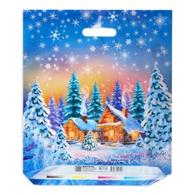 Пакет новогодний «Снежный лес», полиэтиленовый с вырубной ручкой 40?47 см (комплект 50 шт)