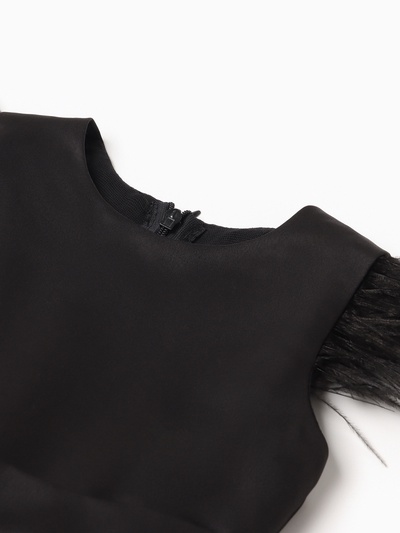 Платье нарядное для девочки KAFTAN с перьями, чёрное, рост 98-104 см