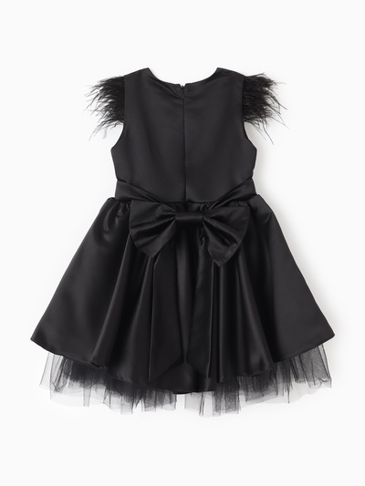 Платье нарядное для девочки KAFTAN с перьями, чёрное, рост 98-104 см