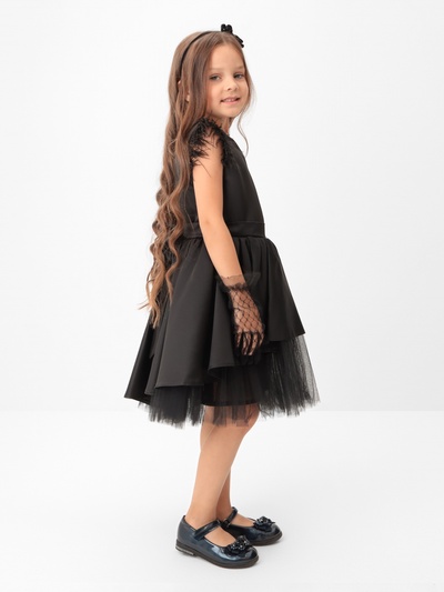 Платье нарядное для девочки KAFTAN с перьями, чёрное, рост 98-104 см
