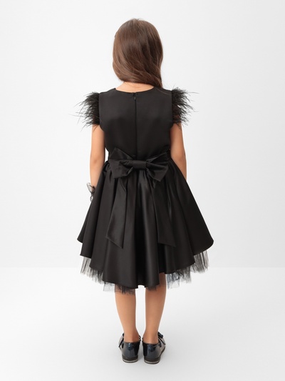 Платье нарядное для девочки KAFTAN с перьями, чёрное, рост 98-104 см