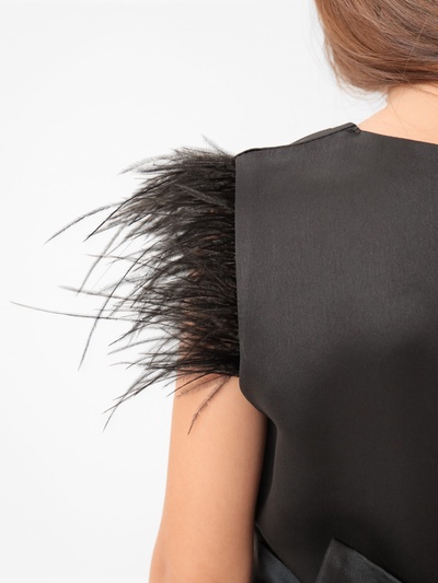 Платье нарядное для девочки KAFTAN с перьями, чёрное, рост 98-104 см