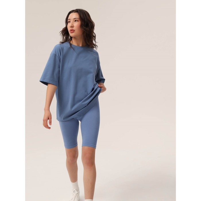 Велосипедки женские в рубчик Mirey Short Leggings, размер 44-46, цвет голубой - Фото 1