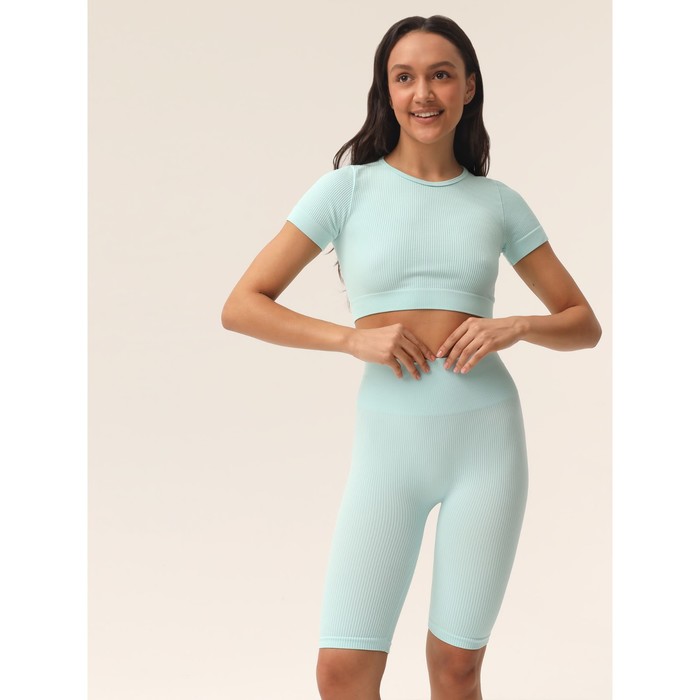 Велосипедки женские в рубчик Mirey Short Leggings, размер 44-46, цвет ментол - Фото 1