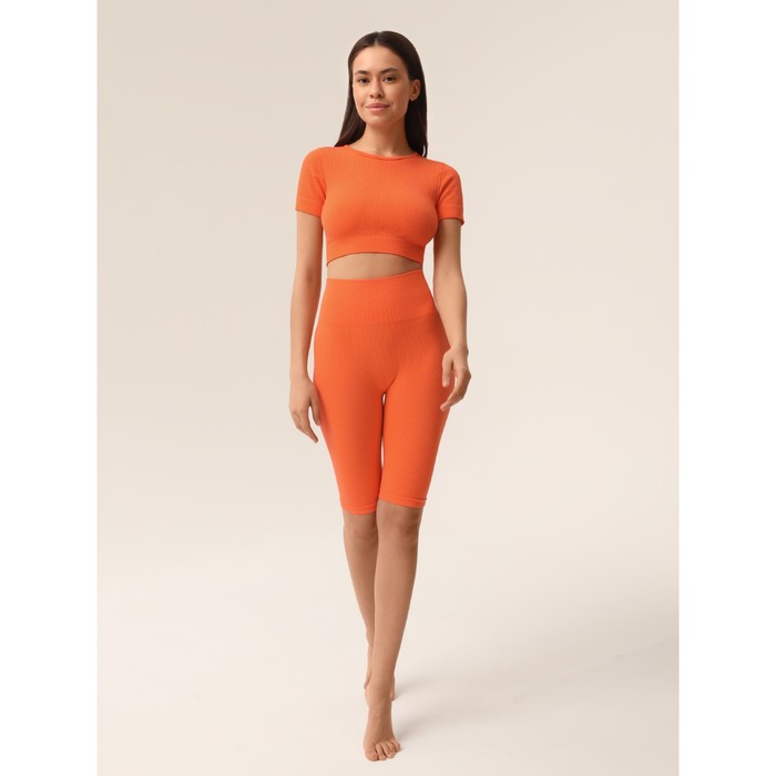 Велосипедки женские в рубчик Mirey Short Leggings, размер 44-46, цвет оранжевый - Фото 1