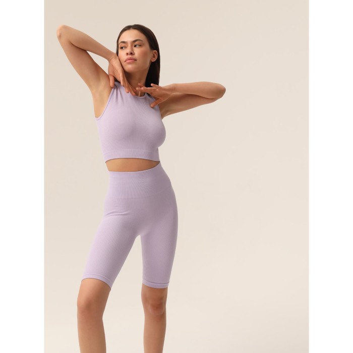 Велосипедки женские в рубчик Mirey Short Leggings, размер 46-48, цвет пурпур - Фото 1