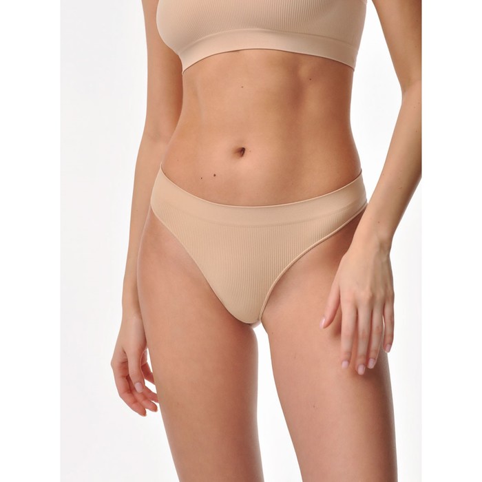 Трусы бразилиано женские с фактурой рубчик Mirey Brasiliano, размер 42-44, цвет телесный - Фото 1