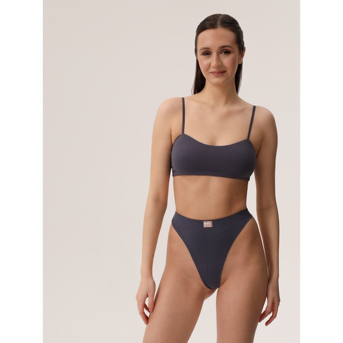 Трусы стринги с высокой посадкой Mirey, размер 44, цвет серый - Фото 1