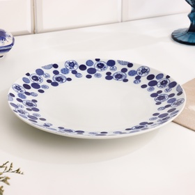 Тарелка гжель «Романс проза», бело-синий,керамика, d = 24 см ,