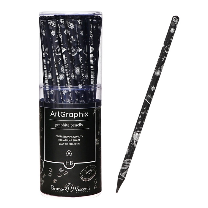 

Карандаш ч/г дизайн BrunoVisconti ArtGraphix. Caffè nero.Time, трехгранный, НB, 3мм