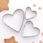 Набор форм для вырезания печенья Доляна «Сердечко», 3 шт, цвет серебряный - фото 5746393