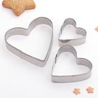Набор форм для вырезания печенья Доляна «Сердечко», 3 шт, цвет серебряный - Фото 2