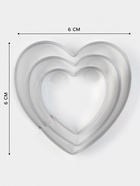 Формы для печенья Доляна «Сердечко», набор 3 шт, нержавеющая сталь, серебристые - Фото 4