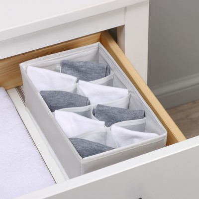 Органайзер для хранения белья LaDо́m, 8 ячеек, 24×14×10 см, серый