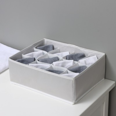 Органайзер для хранения белья LaDо́m, 12 ячеек, 32×24×12 см, серый