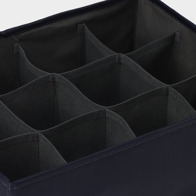 Органайзер для хранения белья LaDо́m, 12 ячеек, 32×24×12 см, графитовый