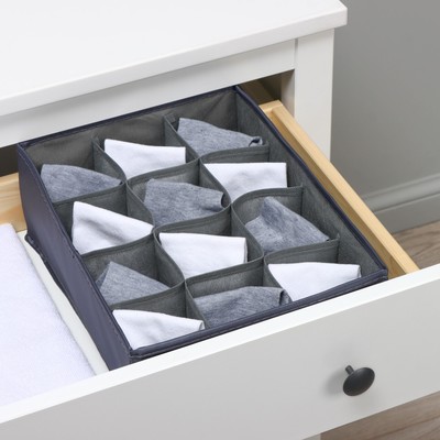 Органайзер для хранения белья LaDо́m, 12 ячеек, 32×24×12 см, графитовый