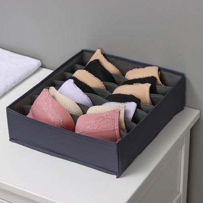 Органайзер для хранения белья LaDо́m, 7 ячеек, 33.5×30.5×10 см, графитовый