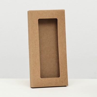 Коробка под плитку шоколада, крафт, с окном, 18×9×1.4 см