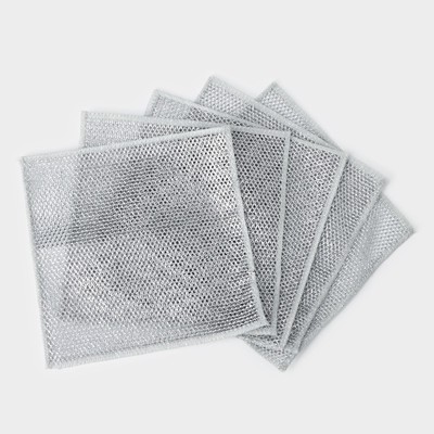 Сетка для мытья посуды узелковая, металлическая, однослойная, 5 шт., 19×19 см