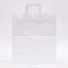 Пакет крафт без печати, белый, плоская ручка, 32 х 20 х 37 см - Фото 2