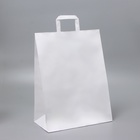 Пакет крафт, белый, плоская ручка, 32×18×43 см 70 г/м² - Фото 1